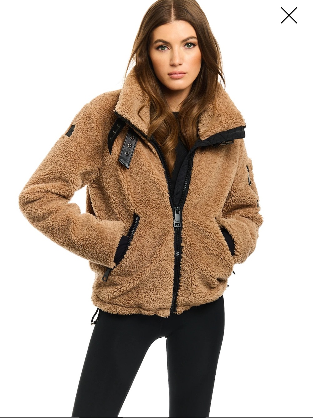 SAM. Women's Teddy Jacket in Tan with Black Trim